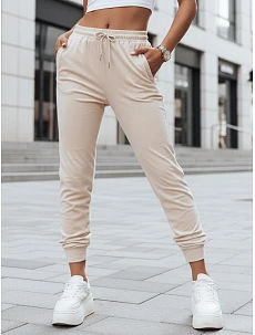 Dámske krémové velúrové tepláky FashionStreet UY2841