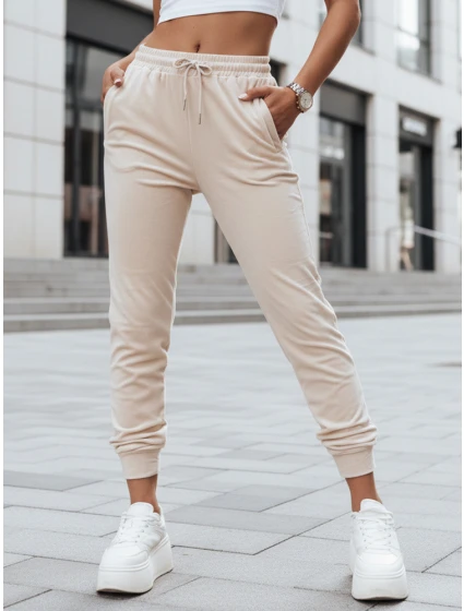 Dámske krémové velúrové tepláky Dstreet UY2841