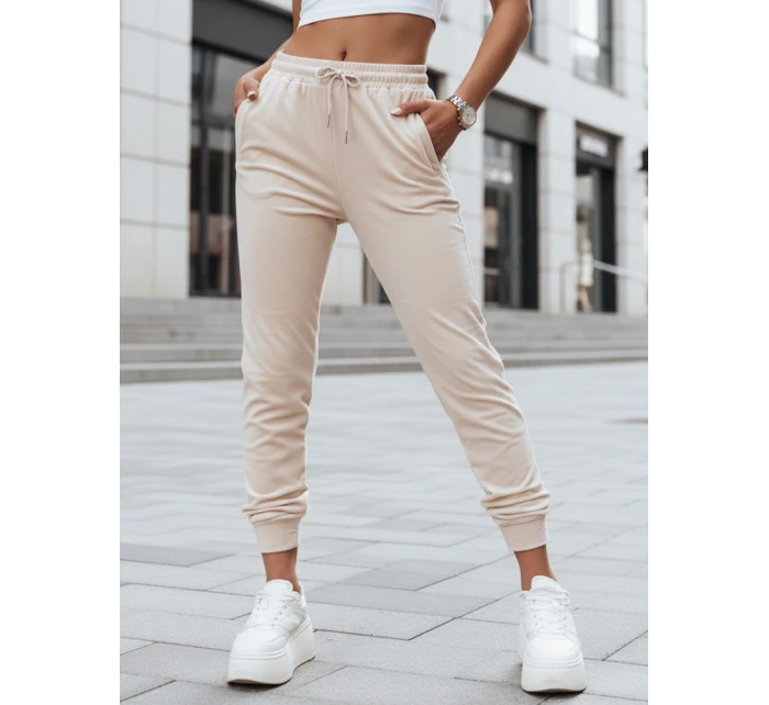 Dámske krémové velúrové tepláky Dstreet UY2841