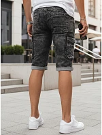 Pánske džínsové cargo šortky s lemom čierne FashionStreet SX2618 Pánske džínsové cargo šortky s lemom čierne FashionStreet SX2618