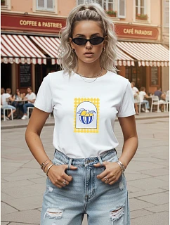 Dámske ležérne tričko s potlačou citrónov, biele, FashionStreet NX8044RY
