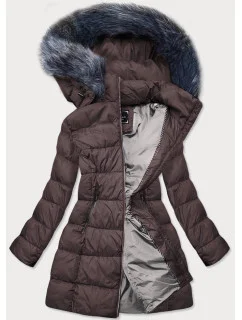 Dámska zimná prešívaná bunda v baklažánovej farbe (7701)