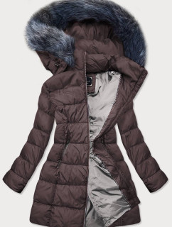Dámska prešívaná zimná bunda v baklažánovej farbe (7701)