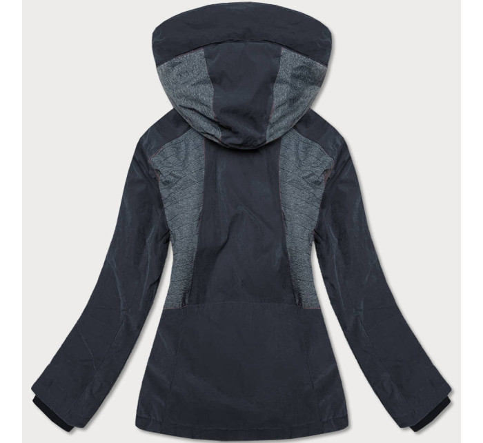 Čierna dámska zimná bunda so snehovým pásom (B2376)