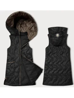 Čierna dámska vesta s ozdobným prešívaním S'West (B8348-1)