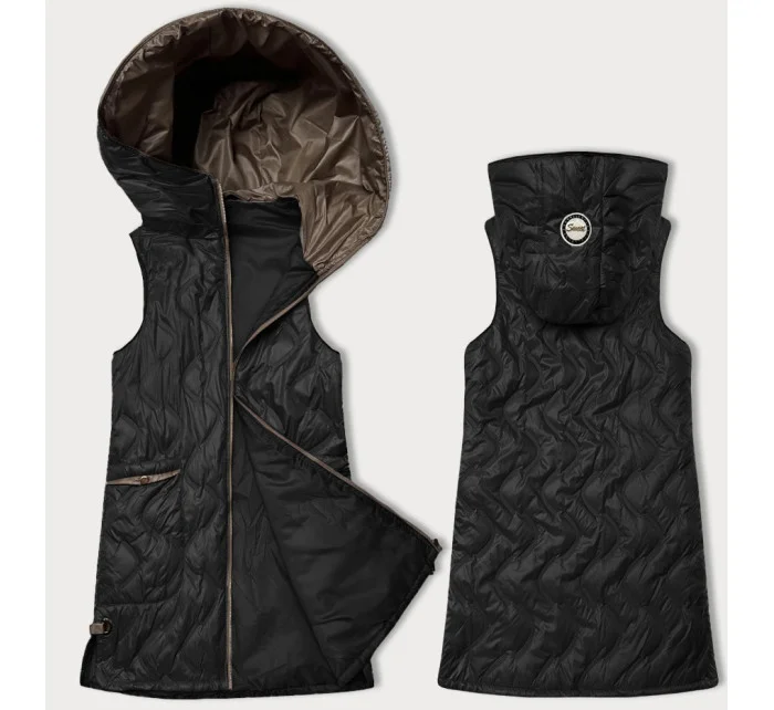 Čierna dámska vesta s ozdobným prešívaním S'West (B8348-1) Čierna dámska vesta s ozdobným prešívaním S'West (B8348-1)