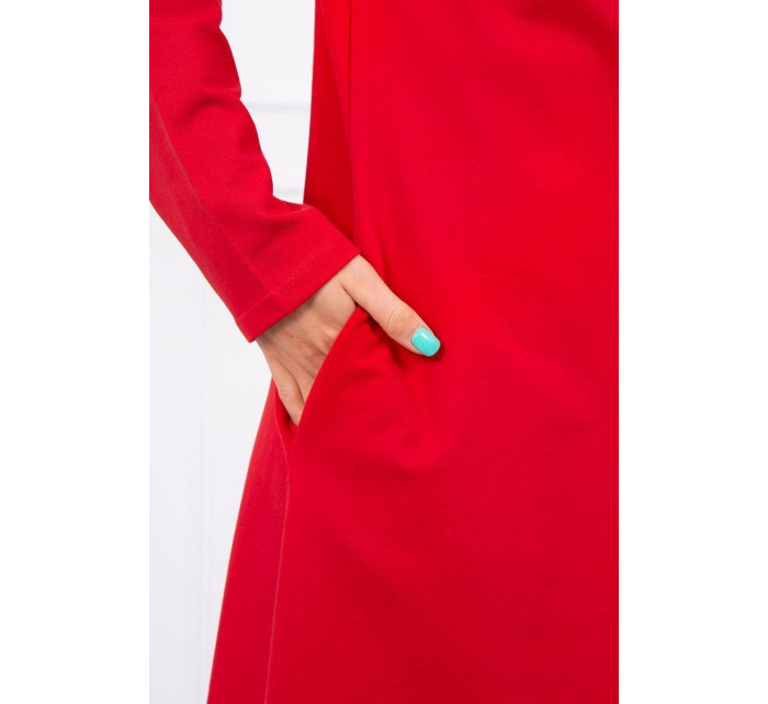 Dlouhý kabát s kapucí červený