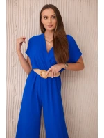 Kombinéza s ozdobným opaskom v páse chrpovo modrá Kombinéza s ozdobným opaskom v páse chrpovo modrá