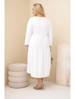 Dámske bavlnené šaty s volánmi a volánovými rukávmi v bielej farbe