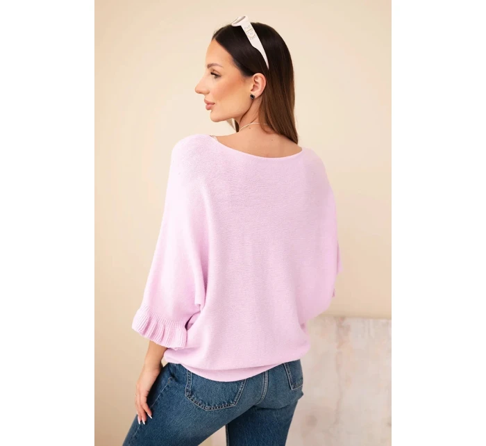 Dámský svetr typu model 21949260 s kulatým výstřihem jasně fialový - K-Fashion