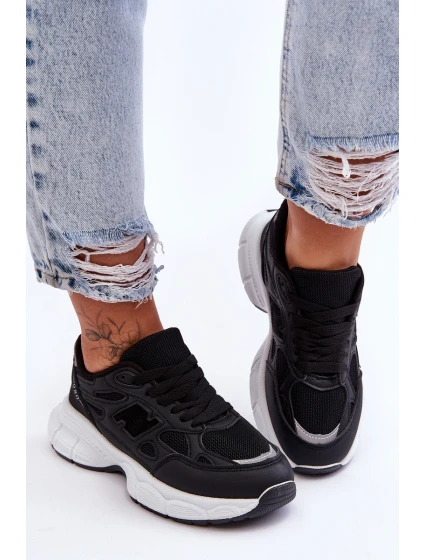 Modne Damskie Buty Sportowe Z Siateczką Czarne Venice