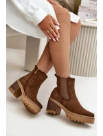 Botki Damskie Ocieplane Na Słupku Eko Zamszowe Brązowe Irissinae Botki Damskie Ocieplane Na Słupku Eko Zamszowe Brązowe Irissinae