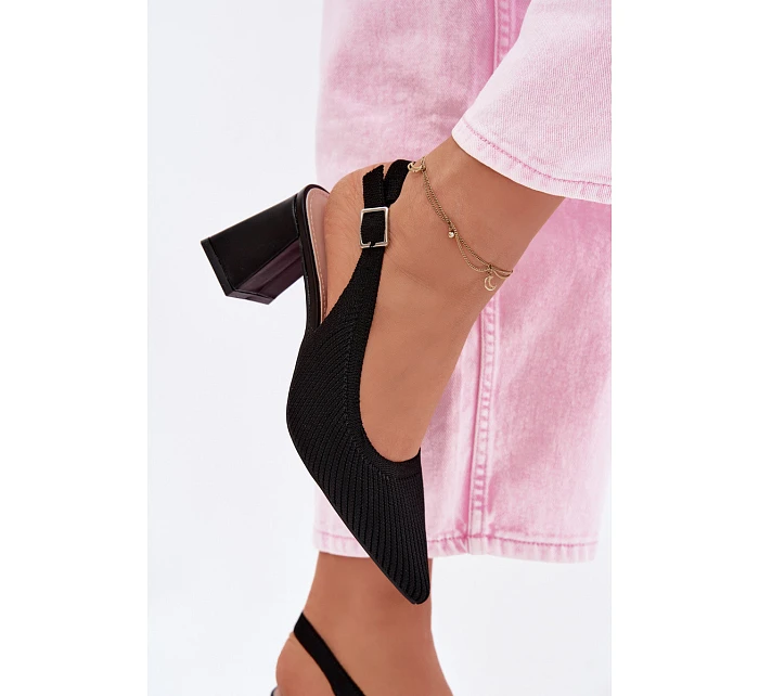 Materiálové Sandály na Podpatku Černé Elissea