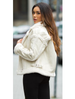 Sexy jacket in leather look with faux-fur