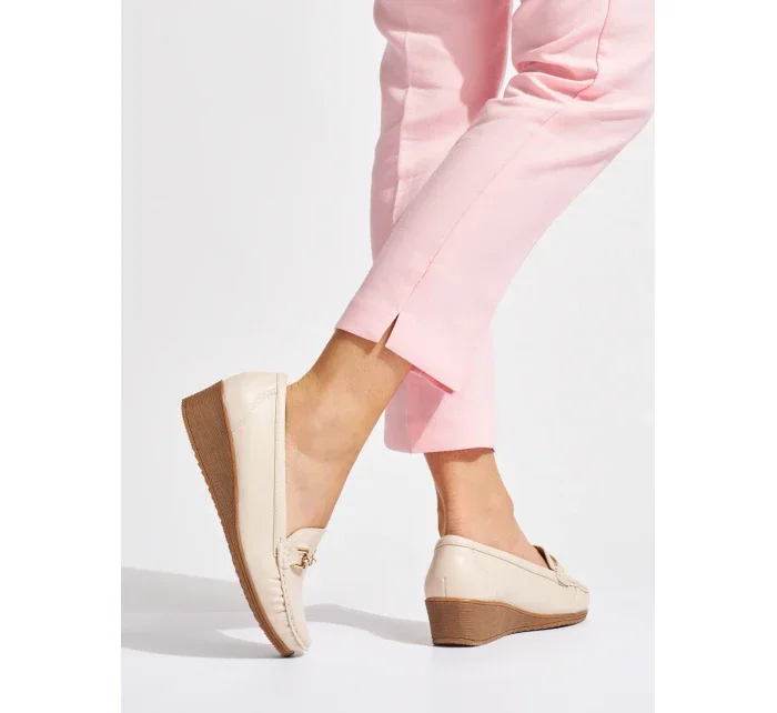 Designové mokasíny dámské hnědé na klínku Designové mokasíny dámské hnědé na klínku