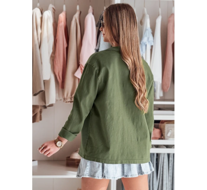 Dámska oversize košeľová bunda OVERBOR khaki FashionStreet TY4889