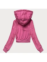 Krátká růžová tepláková mikina s kapucí model 18378833 - J.STYLE Krátká růžová tepláková mikina s kapucí model 18378833 - J.STYLE