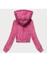 Krátká růžová tepláková mikina s kapucí model 18378833 - J.STYLE Krátká růžová tepláková mikina s kapucí model 18378833 - J.STYLE
