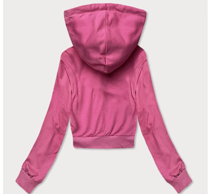 Krátká růžová tepláková mikina s kapucí model 18378833 - J.STYLE Krátká růžová tepláková mikina s kapucí model 18378833 - J.STYLE