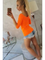 Blúzka s okrúhlym výstrihom oranžová neónová Blúzka s okrúhlym výstrihom oranžová neónová