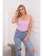 Halenka bez ramínek s volánky ve fialové barvě Halenka bez ramínek s volánky ve fialové barvě