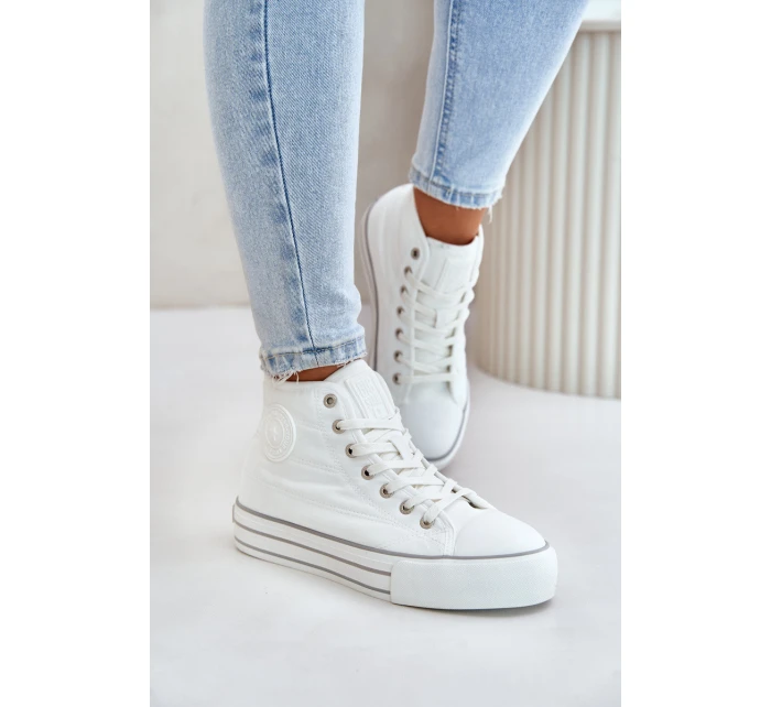 Zateplené dámské tenisky na platformě model 21675260 bílé - Big Star Shoes