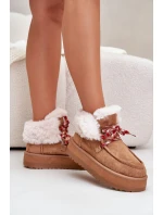 Nízké Dámské Sněhule Na Platformě S Kožíškem Camel model 21679266 - Boto