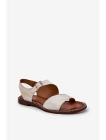 Dámské kožené ploché sandály  zlaté model 21686231 - Zazoo