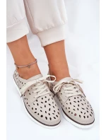 Półbuty Skórzane Damskie S.Barski LR51-610 Beżowe