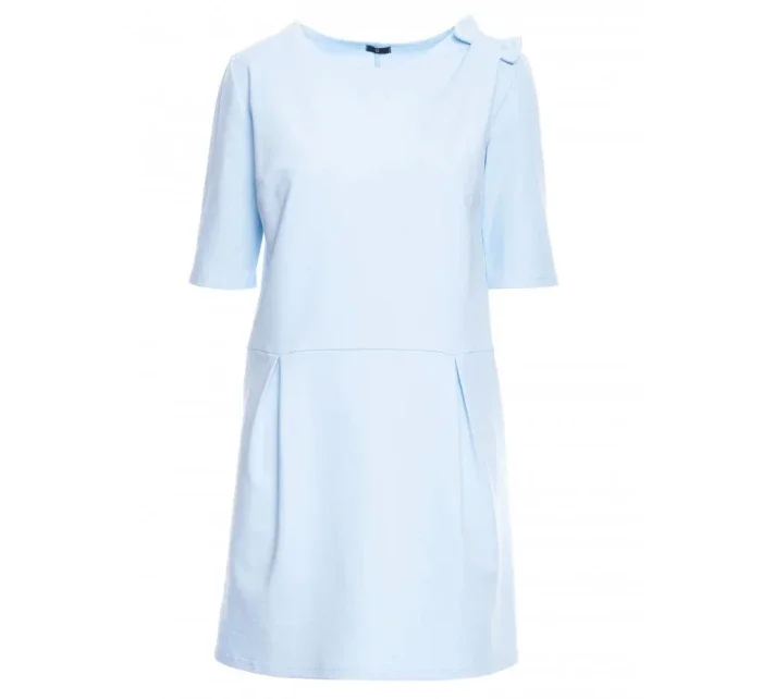 M422 Šaty so spadnutým pásom a mašľou - svetlo modré M422 Šaty so spadnutým pásom a mašľou - svetlo modré