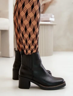 Zateplené dámske členkové topánky na podpätku z eko kože Black Irittes