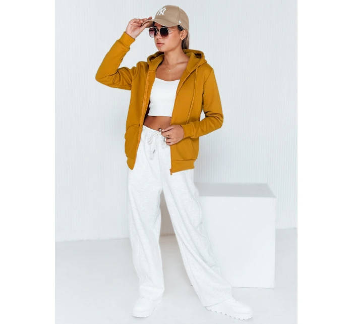 Dámska mikina s kapucňou na zips camel BY0227