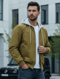 Pánská bunda bomber s kapucí zelená model 21986370 - Dstreet