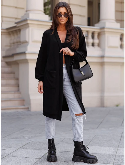 Kardigan damski oversize z czarny model 22366714 - FashionStreet