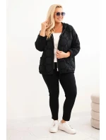 Dámske Plus veľkosť bavlnená mikina na zips čierna