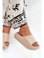 Piankowe Klapki Damskie Na Platformie Big Star RR274A569 Beżowe