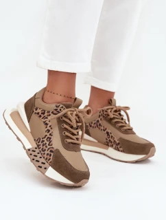 Kožené dámské tenisky na platformě leopardí vzor model 21712445 hnědé - Artiker