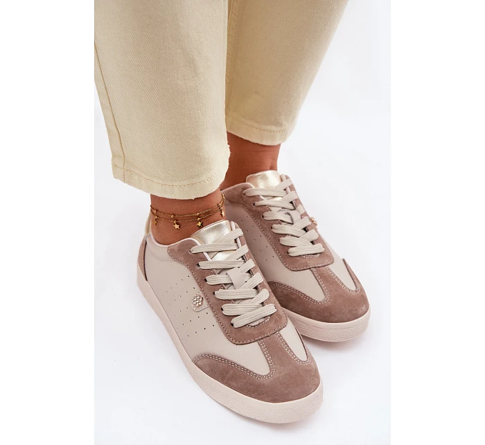 Dámské tenisky z přírodní kůže LR61-7091 Béžové