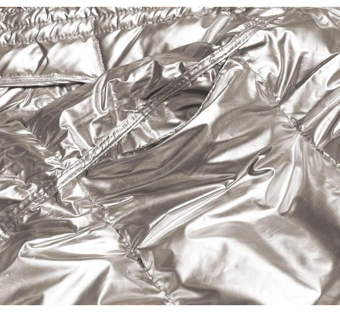 Obojstranná metalická zimná bunda tmavomodrá a béžová (p21-7901-99+62)