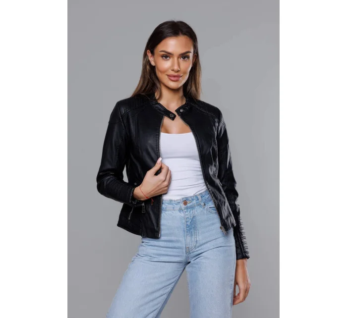 Černá dámská bunda ramoneska se stojáčkem model 18140997 - J.STYLE