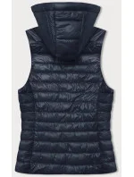 Tmavě modrá prošívaná vesta s kapucí model 18914568 - J.STYLE