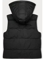 Černá krátká dámská vesta s kapucí model 18983650 - J.STYLE Černá krátká dámská vesta s kapucí model 18983650 - J.STYLE