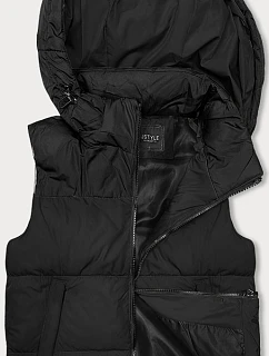 Dámska krátka vesta s kapucňou j.style čierna (16M9112-392)