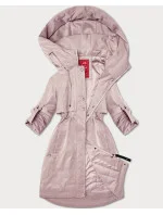 Dámská bunda v pudrově růžové barvě s ohrnutými rukávy model 20911384 - LHD Dámská bunda v pudrově růžové barvě s ohrnutými rukávy model 20911384 - LHD