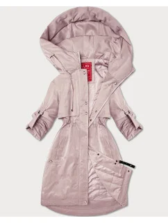 Dámská bunda v pudrově růžové barvě s ohrnutými rukávy model 20911384 - LHD