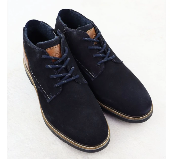 Pánské semišové kožené boty tmavě modré model 21906024 - Bugatti Pánské semišové kožené boty tmavě modré model 21906024 - Bugatti