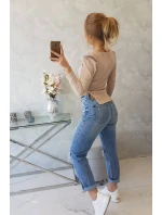 Blúzka s buffovými rukávmi tmavo béžová