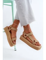 Sandały Damskie Na Platformie Beżowe Edireda Sandały Damskie Na Platformie Beżowe Edireda