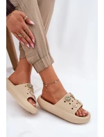 Klapki Damskie Piankowe Z Przypinkami Vinceza 76055 Beżowe