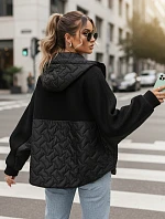Dámska prechodná bunda oversize s kapucňou čierna FashionStreet TY5594